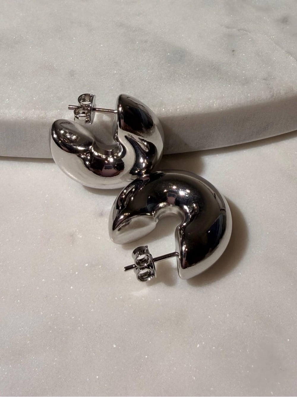 18K Gold Filled&Rhodium 9.6mm Chunky Hoop Earrings Waterproof&Tarnish Resistant